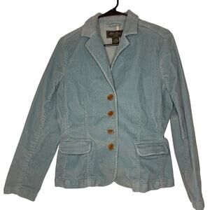 Vintage Eddie Bauer Aqua Corduroy Front Button Blazer Jacket Women's Size 6